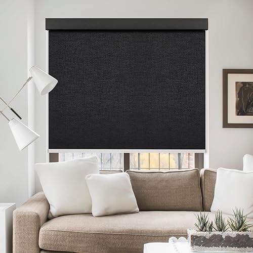 Miniatura 10 de Persilux Persianas de rodillo con 100% bloqueo de luz con patrón estampado de jacquard a rayas