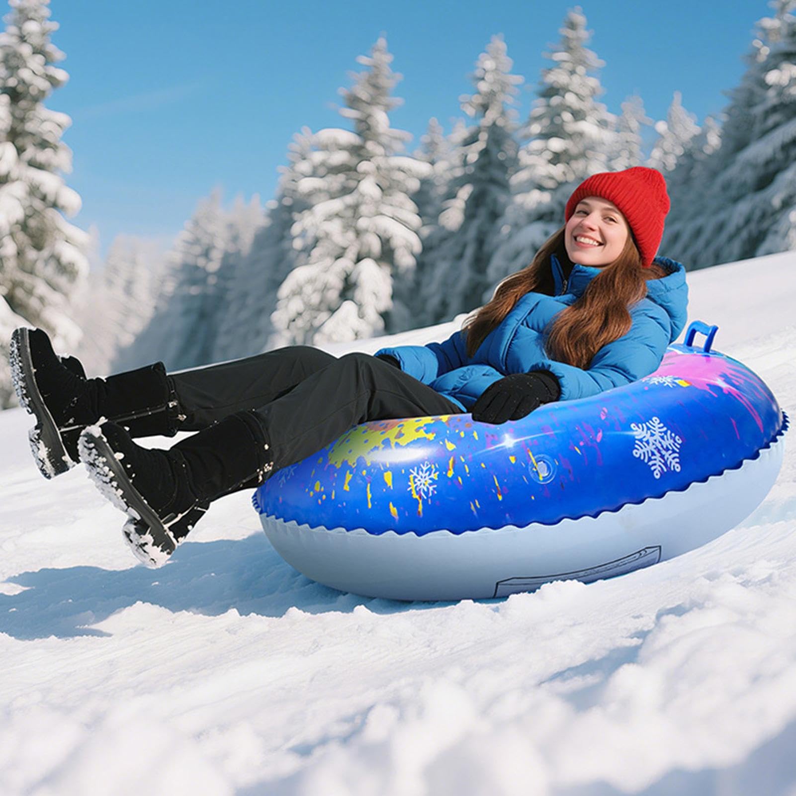Tube Neige Gonflable | Luge neiges Gonflable Robuste | Luge neiges gonflables Portable avec poignées | Neige Cercle Ski d'hiver Plein air résistants l'usure pour Enfant et Adultes