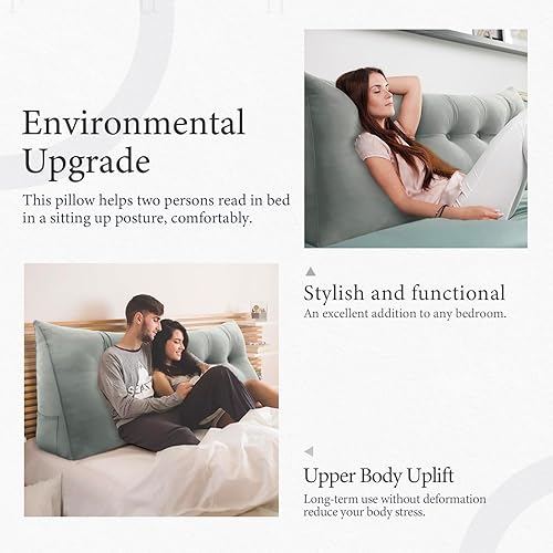 Miniatura 6 de Almohada para Cabecero - Almohada de Cama Grande 3 en 1 como Almohada de Lectura de Cuña, Almohada Grande para Sofá Cama Diurna o Cojín de Respaldo