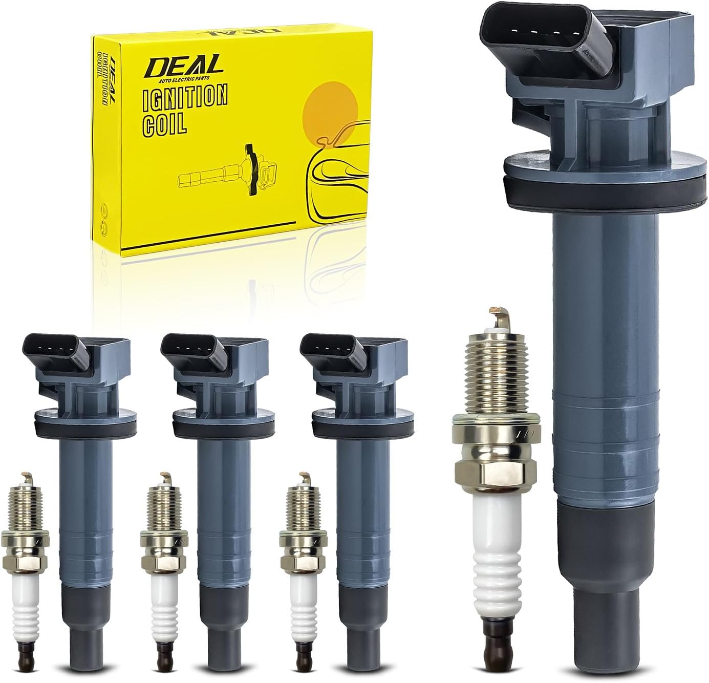 DEAL 4pcs UF247 Ignition Coil Pack + 4 Double Iridium Spark Plugs Compatible with 00-02 Prizm 03-08 Vibe 00-08 Corolla 03-08 Matrix 00-05 MR2 Spyder 00-05 Celica GT 1.8L L4 (Engine ID 1ZZFE)