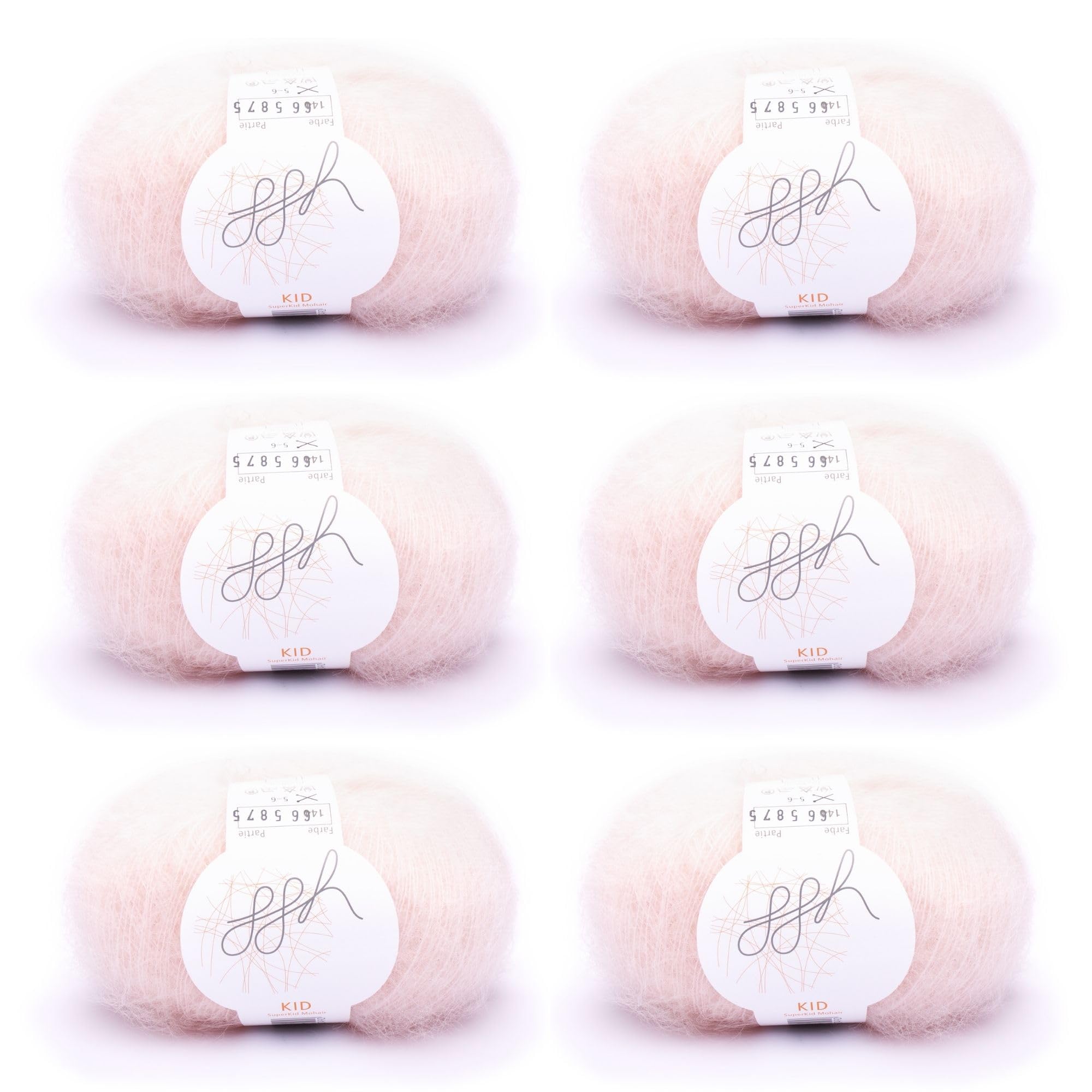 ggh Kid Box - Lot de 6 pelotes de laine à tricoter - En Kid Mohair - 148 - Rose poudré