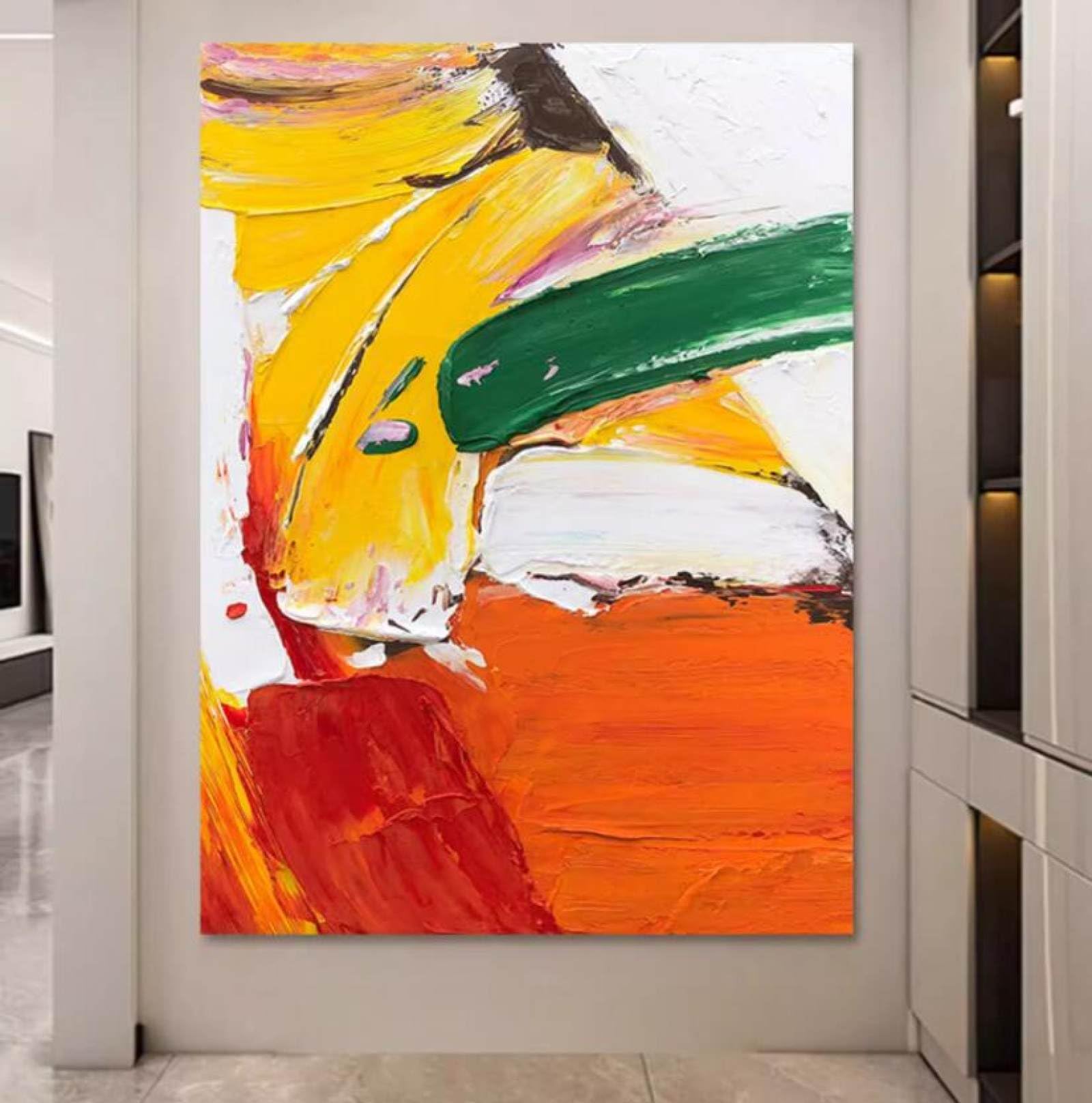 Peinture à l'huile sur toile peinte à la main motif abstrait et papier peint d'art décoratif bureau