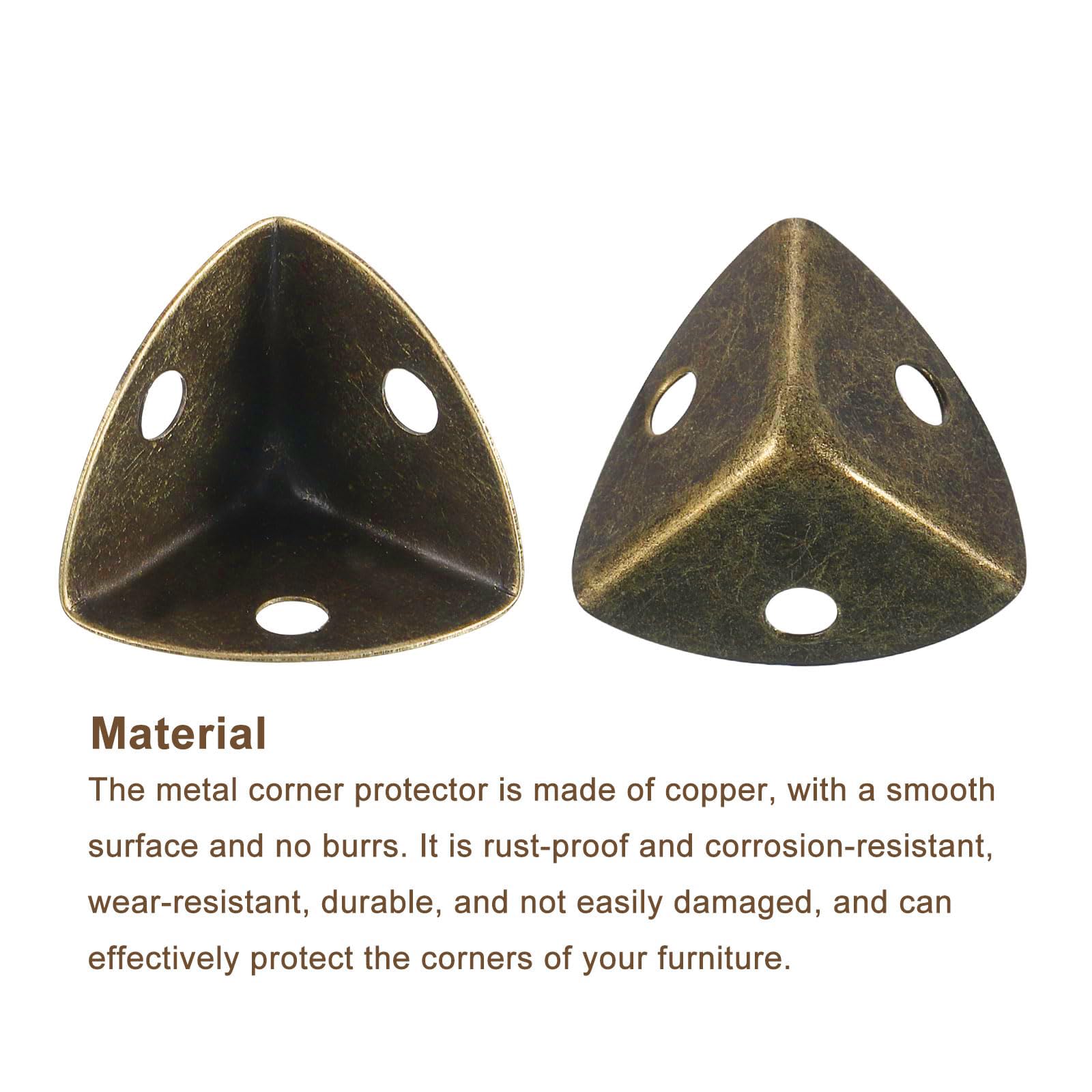 TA-VIGOR 16Pcs Metal Corner Protectors, 30 x 20 x 30mm Edge Guard Decorative Corner Bracket, Bronze Angle Brace Cover for Tables Chests Suitcase Jewelry Box, with 48Pcs Screws - Image 4