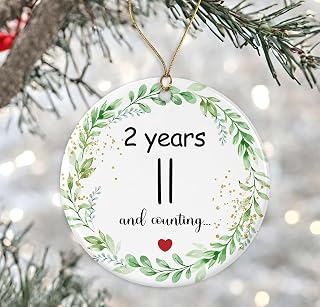 2 Years Wedding Anniversary Christmas Ornament Gift, 2Nd Anniversary Ornament, Funny Tally Marks Ornament, for Couples, Wedding Anniversary Ornament Printed on Both Sides