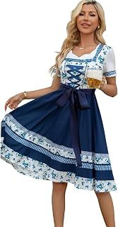 Oktoberfest Dirndl Dress Costume for Women German Traditional Bavarian Printed Outfits