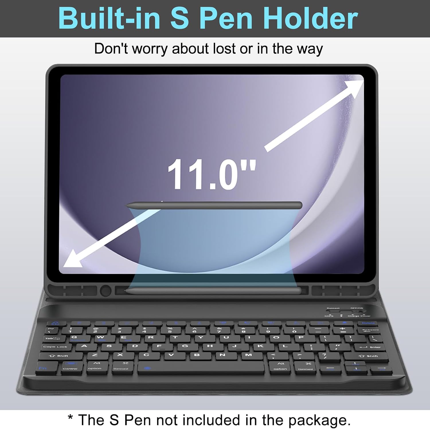 Keyboard Case for Samsung Galaxy Tab A9 Plus 5G 11 Inch 2023(SM-X210/X216/X218) - Detachable Wireless Bluetooth Keyboard - Folio Smart Cover with S Pen Holder for Galaxy Tab A9+ 11" (Black)
