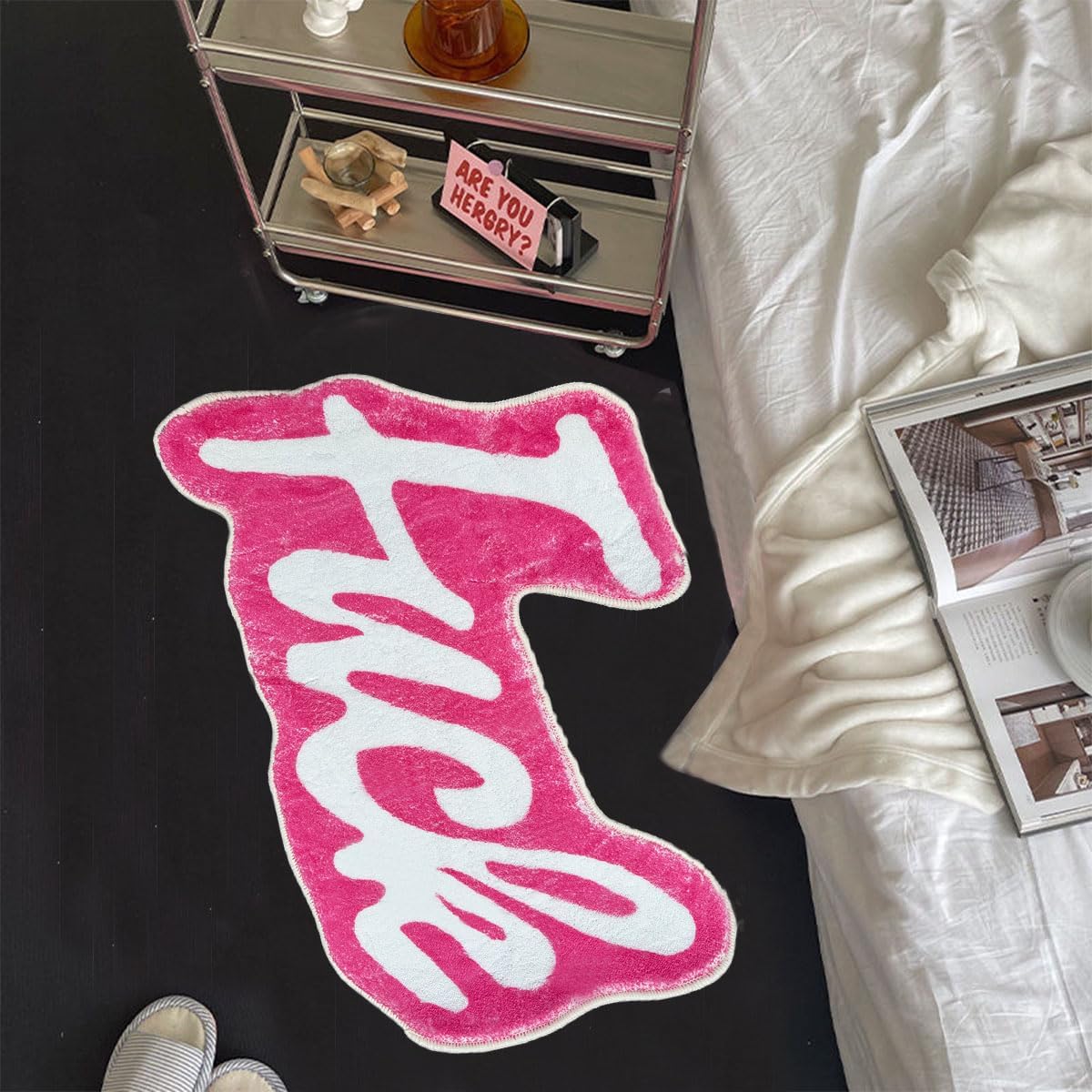 Fuck Rug Hot Pink Bath Mat Washable Rugs Swear Words Bathroom Rugs Cool Bath Mats for Bathroom Rugs for Bathroom (24×36inch)