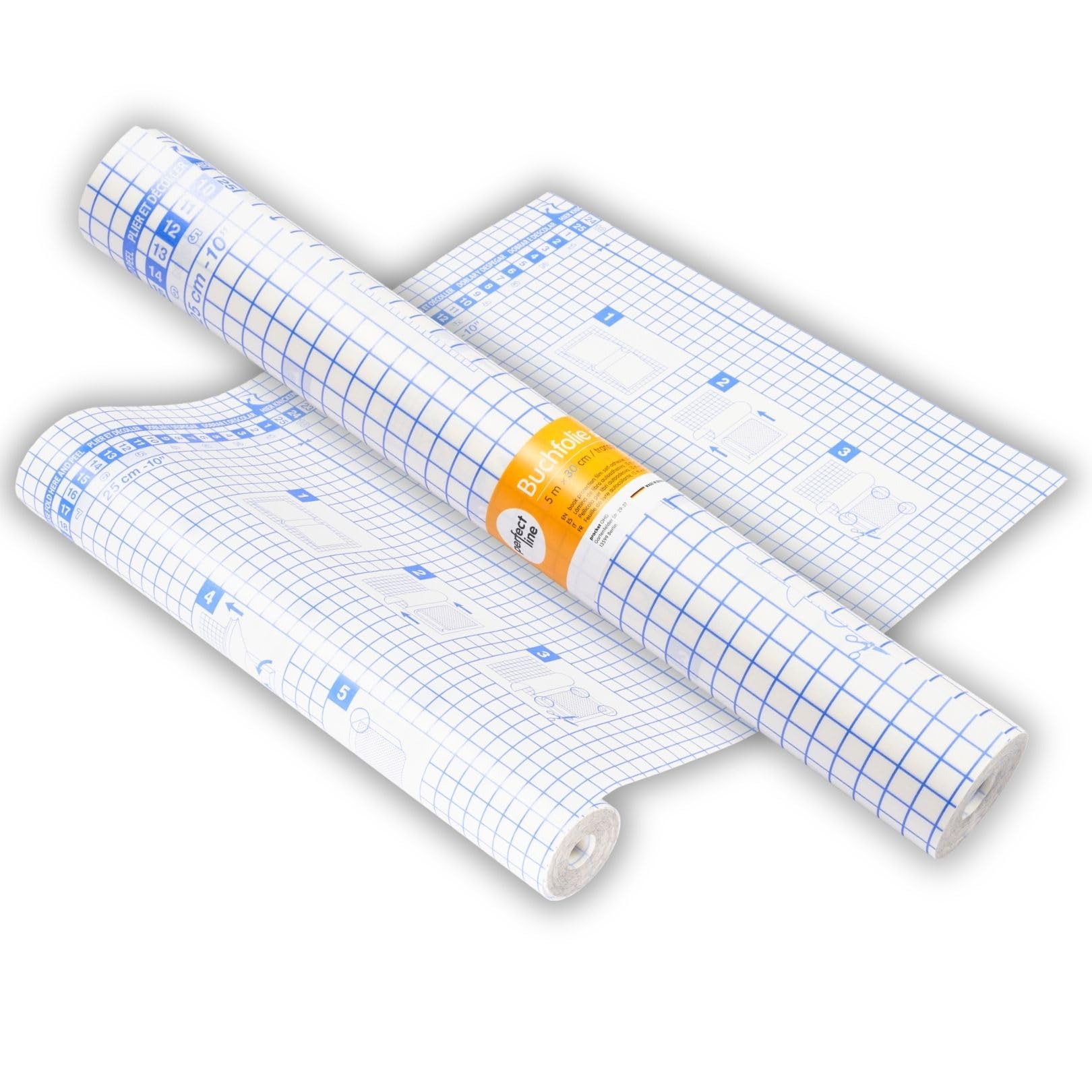 perfect line - Buchschutzfolie selbstklebend - 5 m x 30 cm, glasklar & zuschneidbar, ideal für Bücher, Hefte & Schulmaterial - robust & reißfest, Made in EU, für Schule & Zuhause