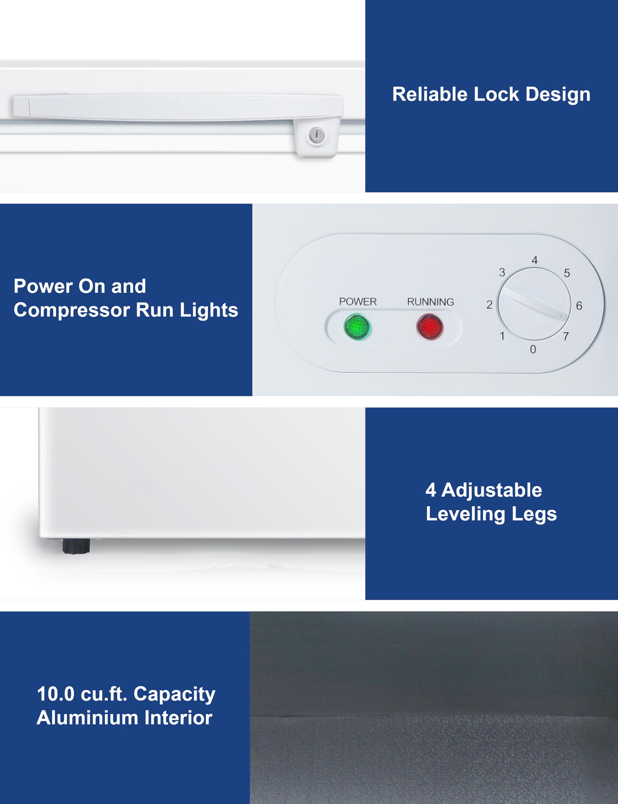 Black+Decker 10 Cu. Ft. Chest Freezer, Deep Freezer With Top Opening, Freezer Chest With Removable Storage Basket, Mechanical Temperature Control, Manual Defrost, R600a Refrigerant, Bcf1000e, White on Fridge.com - View 6