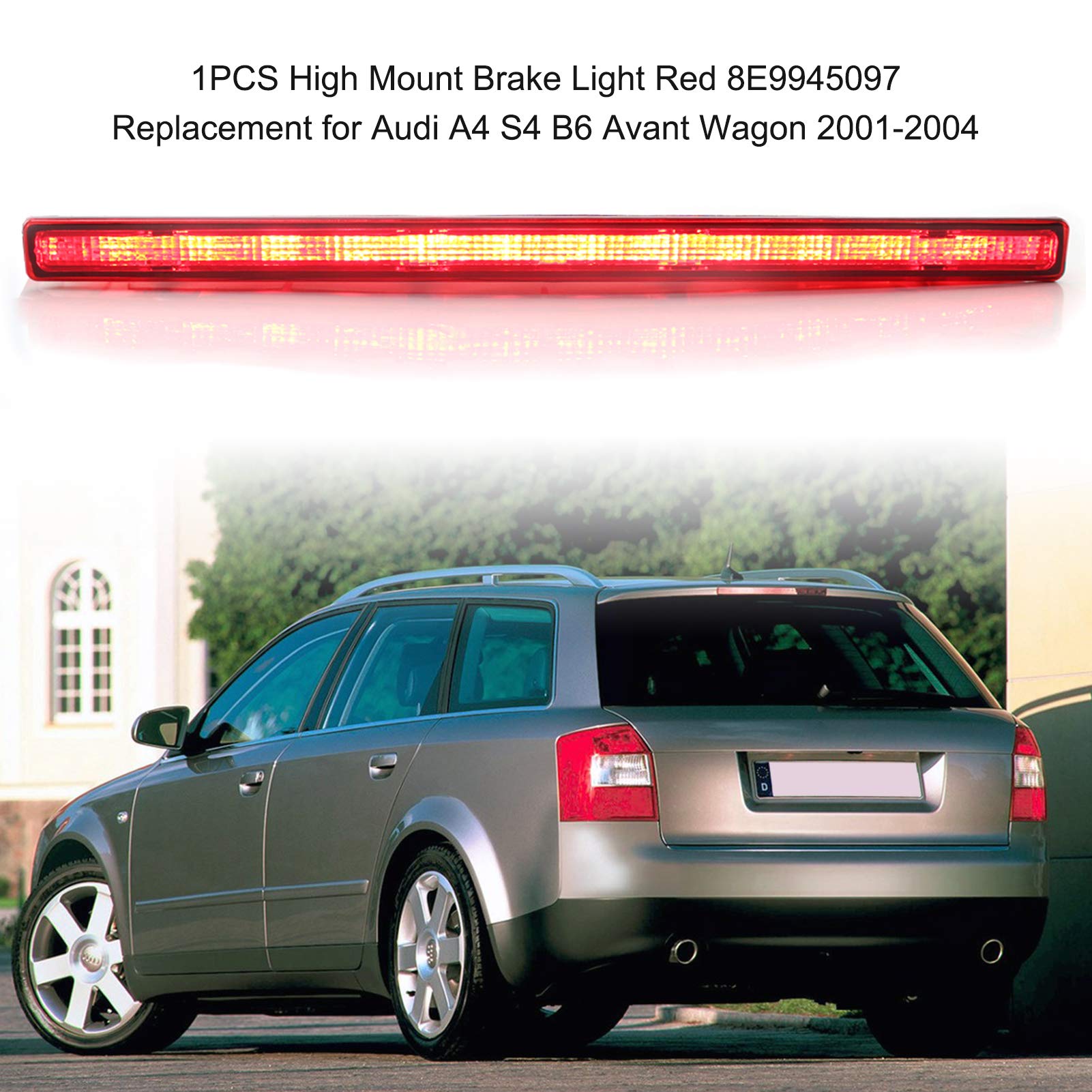 Luce di Stop per Montaggio Alto Rosso 8E9945097 Ricambio per Audi A4 S4 B6 Avant Wagon 2001-2004
