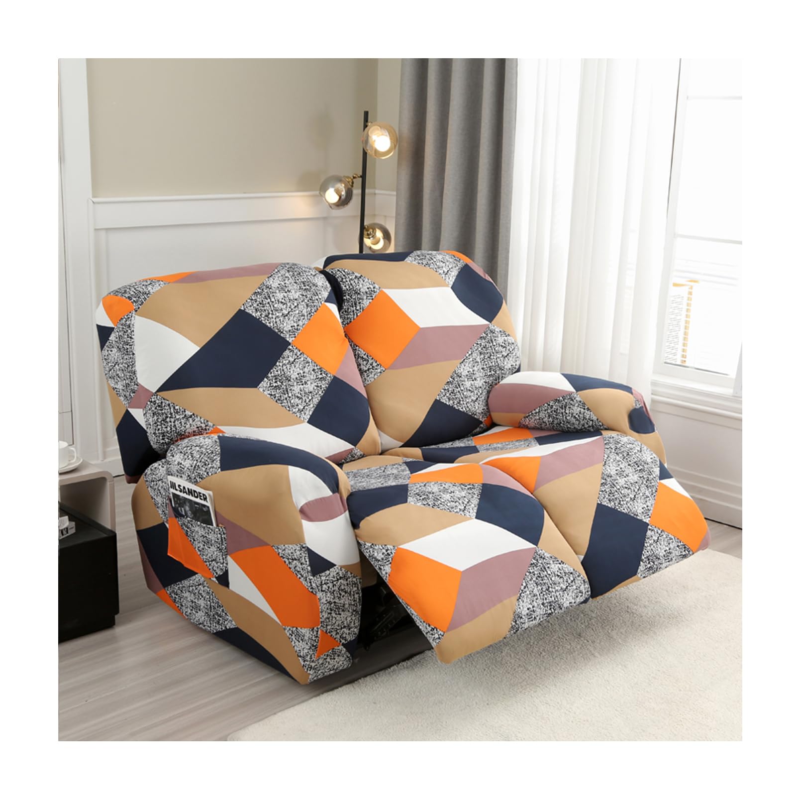 HYPIQQ Stretch Recliner Cover Recliner Couch Cover Floral Pattern Recliner Chair Covers Slip Covers for Reclining Sofas with Elastic Bottom,Pattern 13,2 Seat