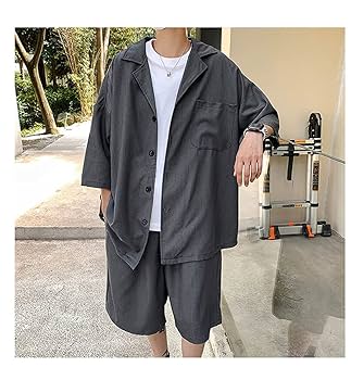 Amazon.co.jp: メンズセットアップジャケットハーフパンツシャツ