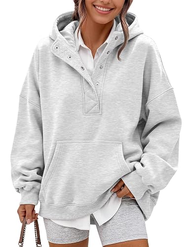 Trendy Queen Women's Oversized Fleece Hoodies Henley Sweatshirt | Cozy