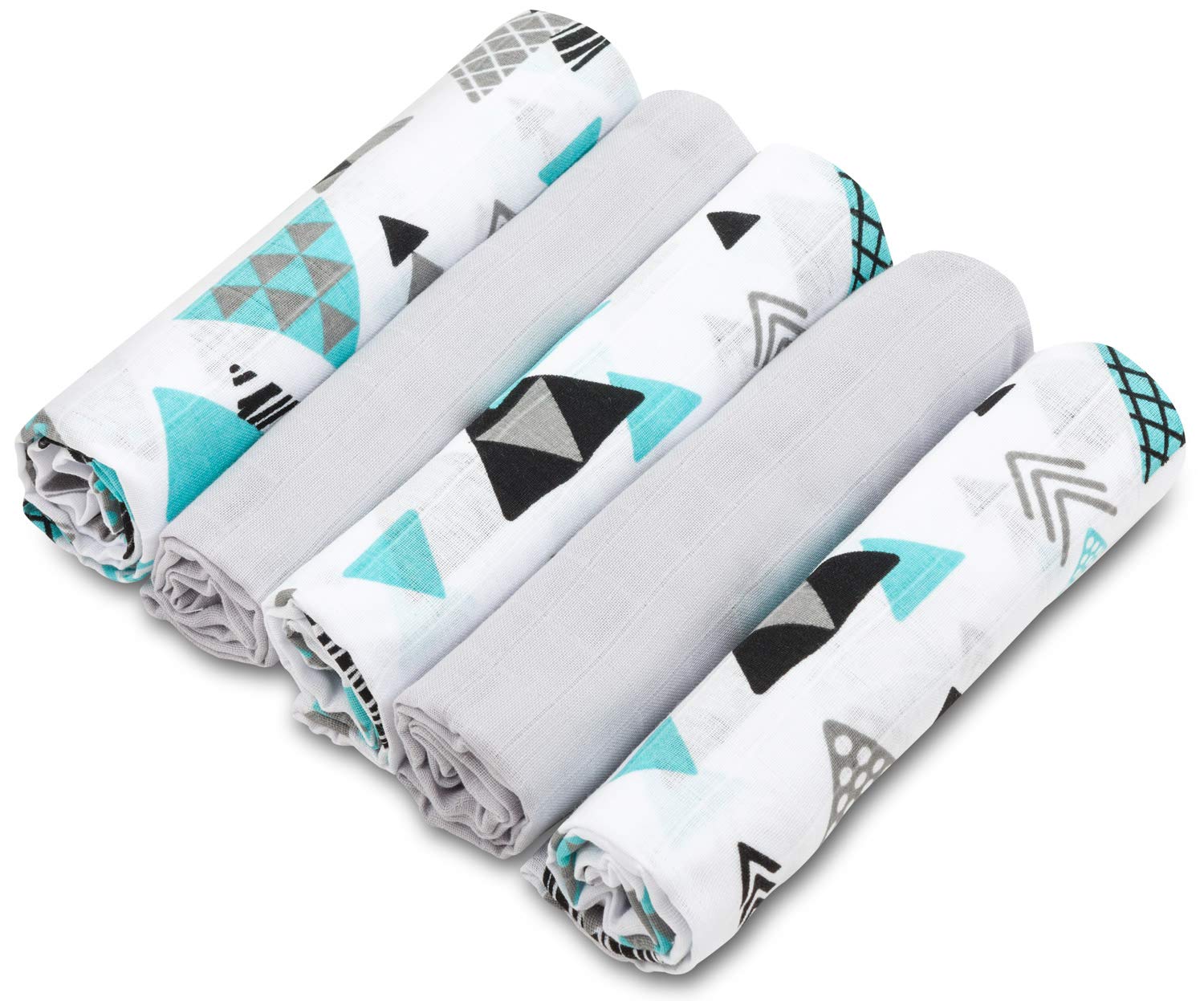 Bellochi Juego de 5 Muselina Bebe Gasas para Bebes - Paños Multifuncional para Bebes - 100% Muselinas Bebe Algodón Natural con Certificado TUV - 60x80 cm - Tresor