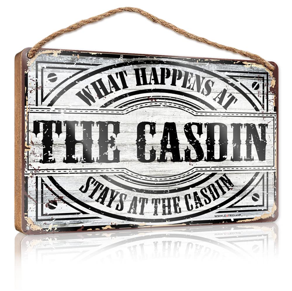 Dtha One Color Funky Home Decor What Happens At The Casdin Stays At The Wooden Sign Hippie Decor Home Sign For Front Porch(15X28cm)