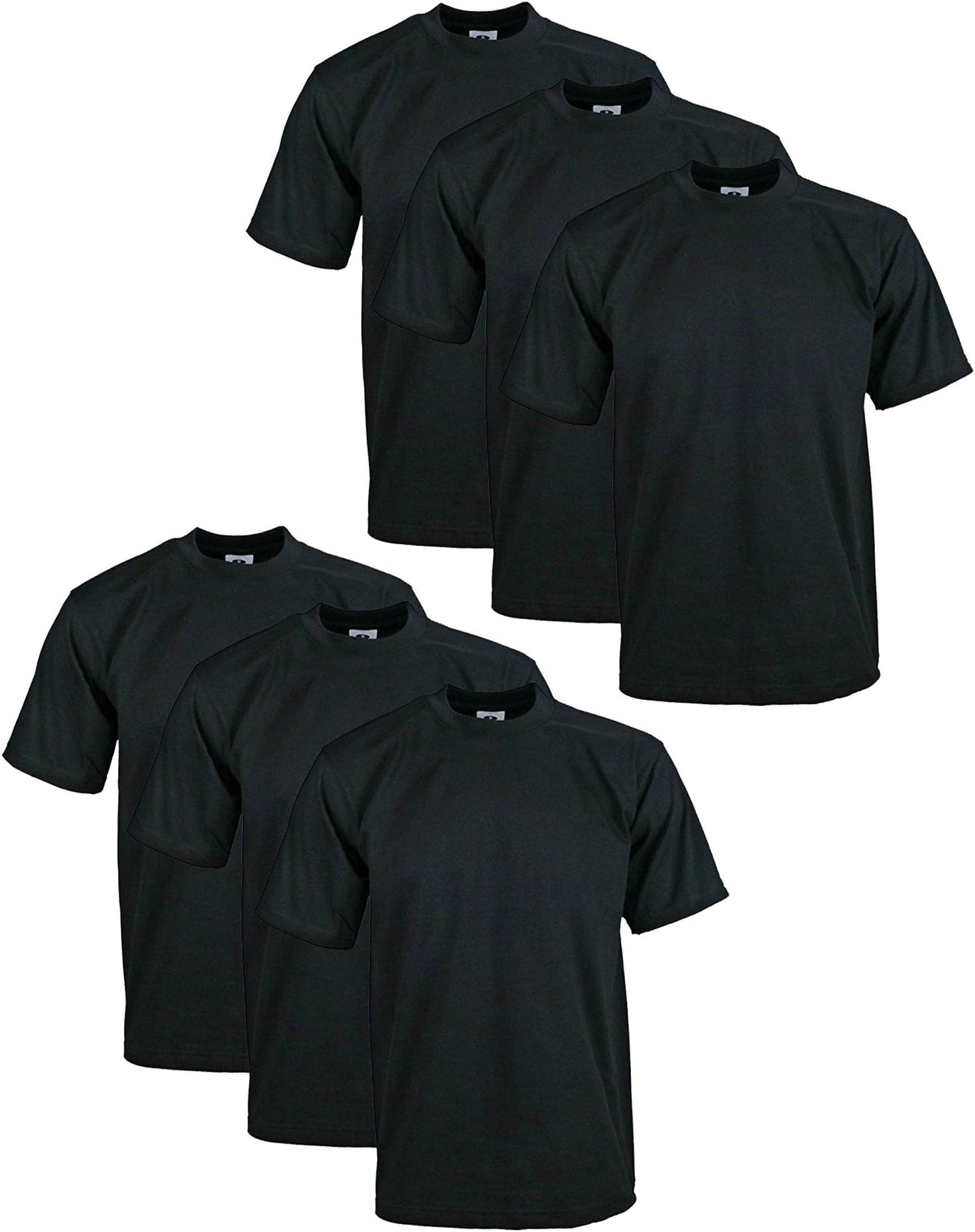 Men's 6-Pack Heavyweight Cotton Short Sleeve Crew Neck T-Shirt