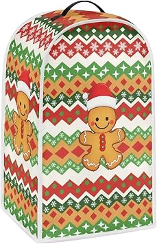 Gingerbread Blender Cover for Kitchen Small Kitchen Appliance Covers Washable Blender Dust Covers with Handle Christmas Storage Bag for Coffee Makers or Juicers Decor
