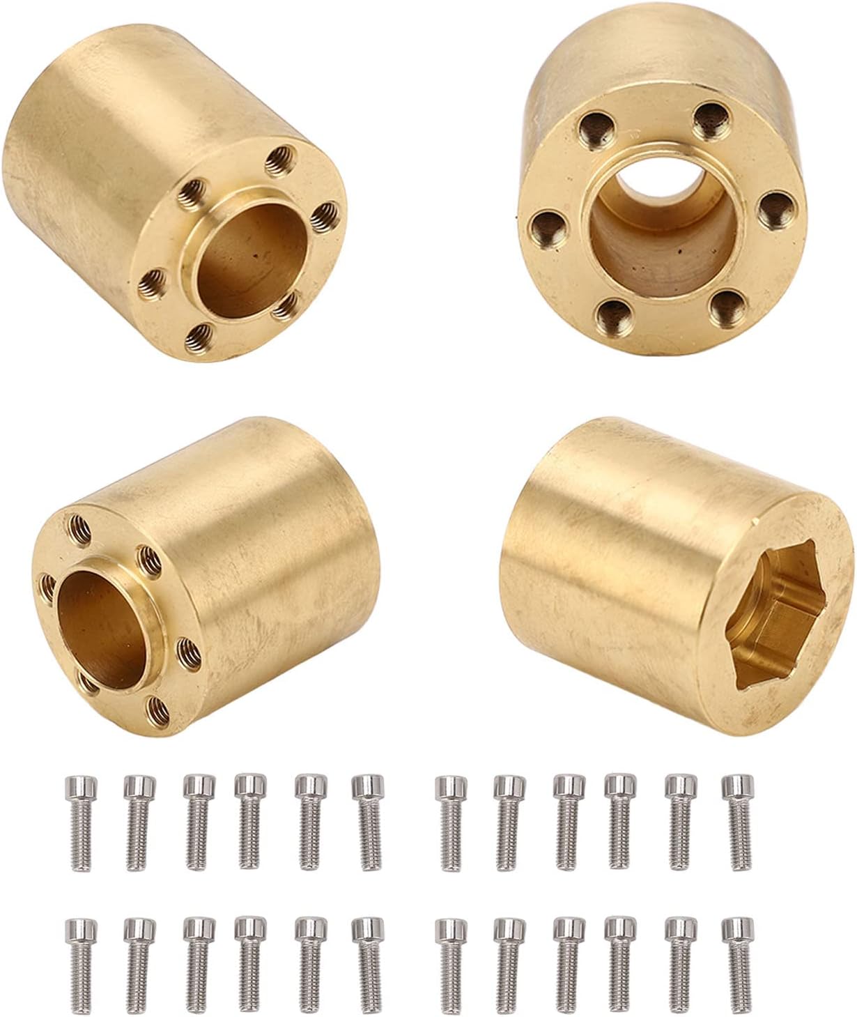 4 Pcs Brass Wheel Hex Hub Adapter RC Car Crawler Widen Adapter for 1/10 RC Crawler 1.9 2.2in VP Wheels Rims (22mm)