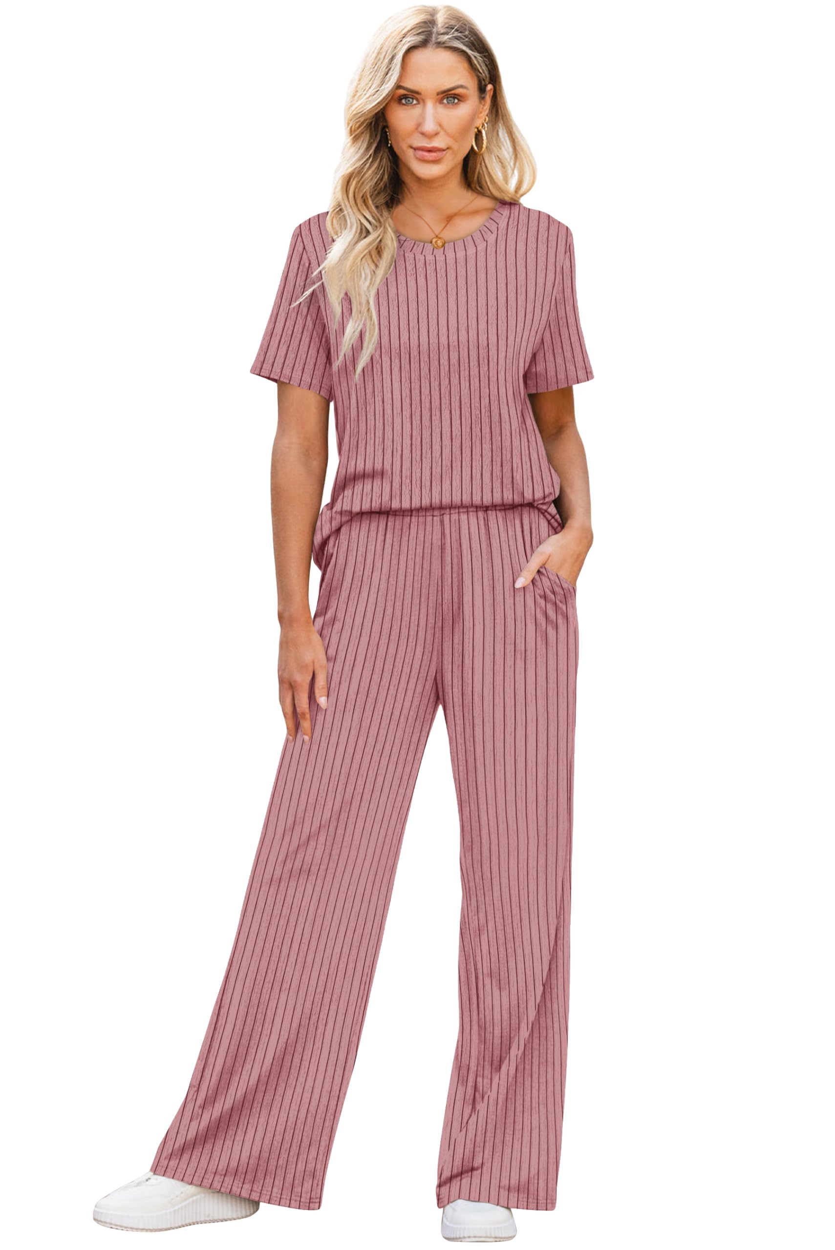 Women dress | jumpsuits stylish | Strip printed | Crew-neckline | casual formal-image-23