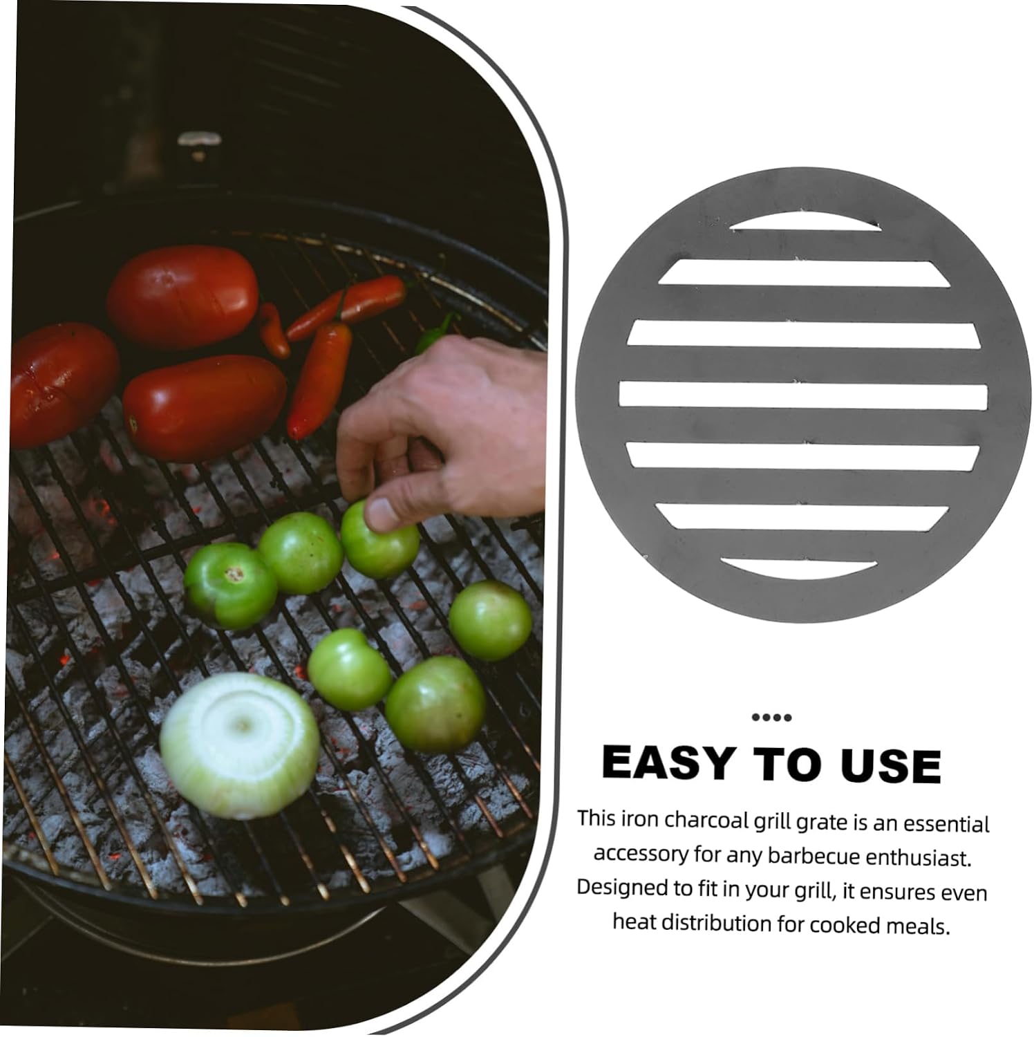 POPETPOP Charcoal Grill Grate Iron Replacement Plate for BBQ