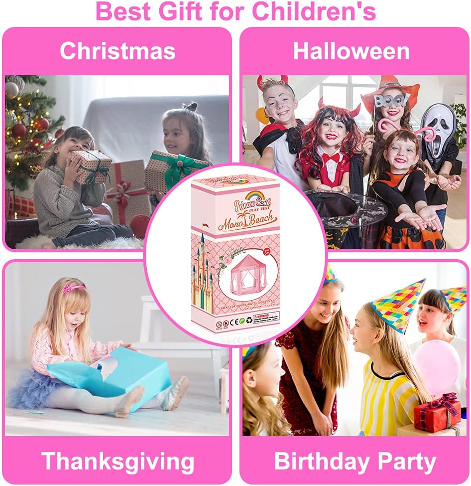 Monobeach Princess Tent Girls Large Playhouse Kids Castle Play Tent with Star Lights Toy for Children Indoor and Outdoor Games, 55'' x 53'' (DxH) : Toys & Games