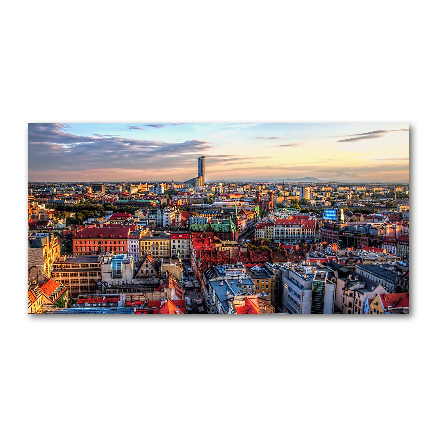 Tableau en verre acrylique 140x70 cm panorama de Wroclaw pour decoration moderne