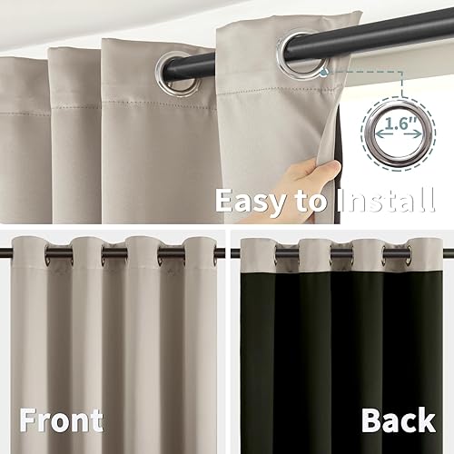 Miniatura 6 de BGment Cortinas 100% opacas con aislamiento térmico para dormitorio con forro negro, doble capa, oscurecimiento de toda la habitación, reducción de
