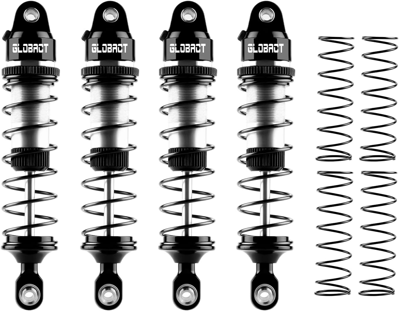GLOBACT Aluminum 89mm Oil Shock Absorbers Front & Rear Damper with Springs for TRAXXAS Mini Maxx XRT 107154-1 108076-1 1/16 RC Truck Upgrades (Silver)