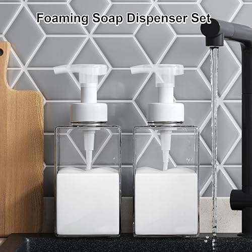 Miniatura 7 de Dispensador de jabón espumoso para baño y cocina, 15 onzas, dispensador de jabón de manos de espuma recargable para jabón líquido, 2 botellas de