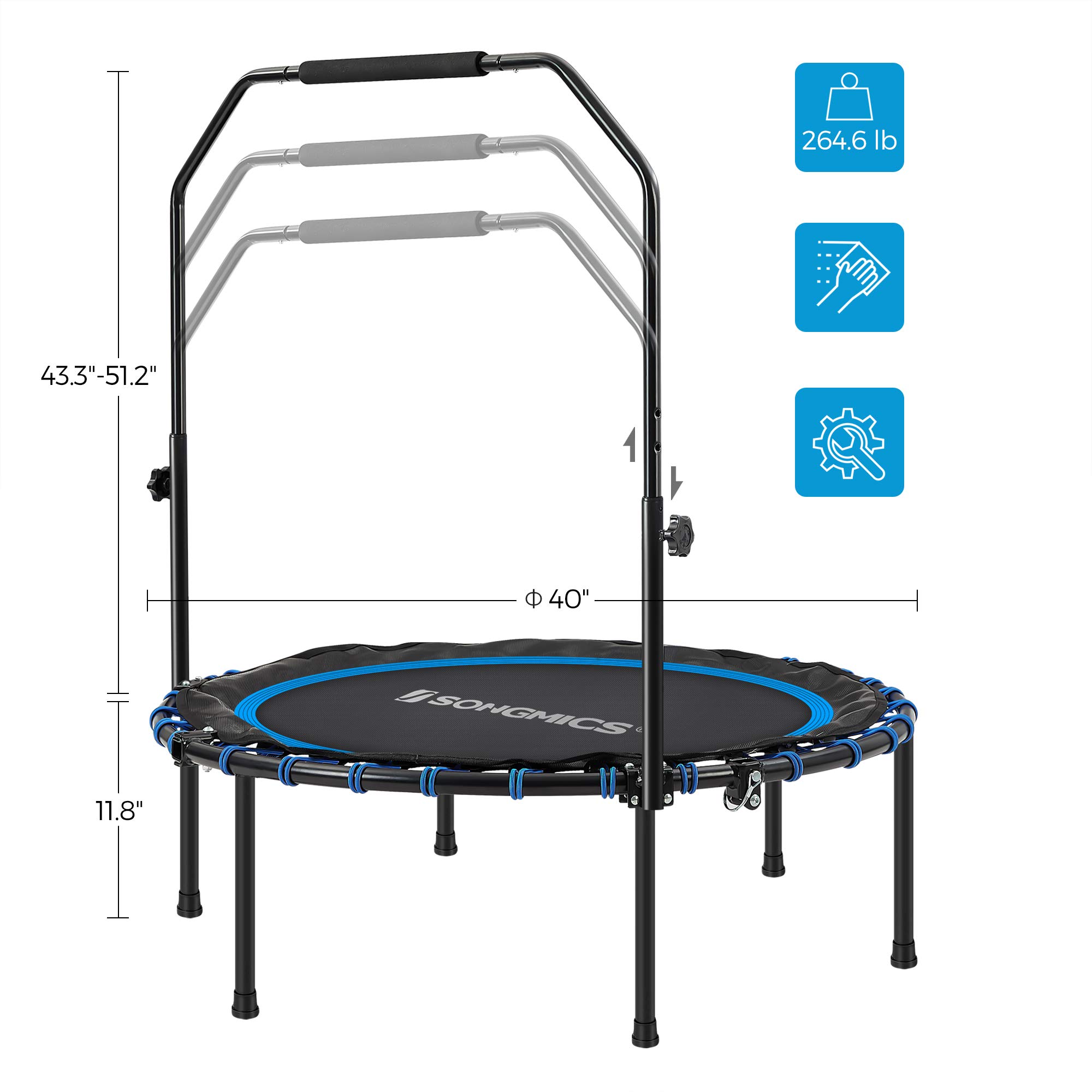 Buy SONGMICS 40" Mini Fitness Trampoline Indoor with Bungee Cords