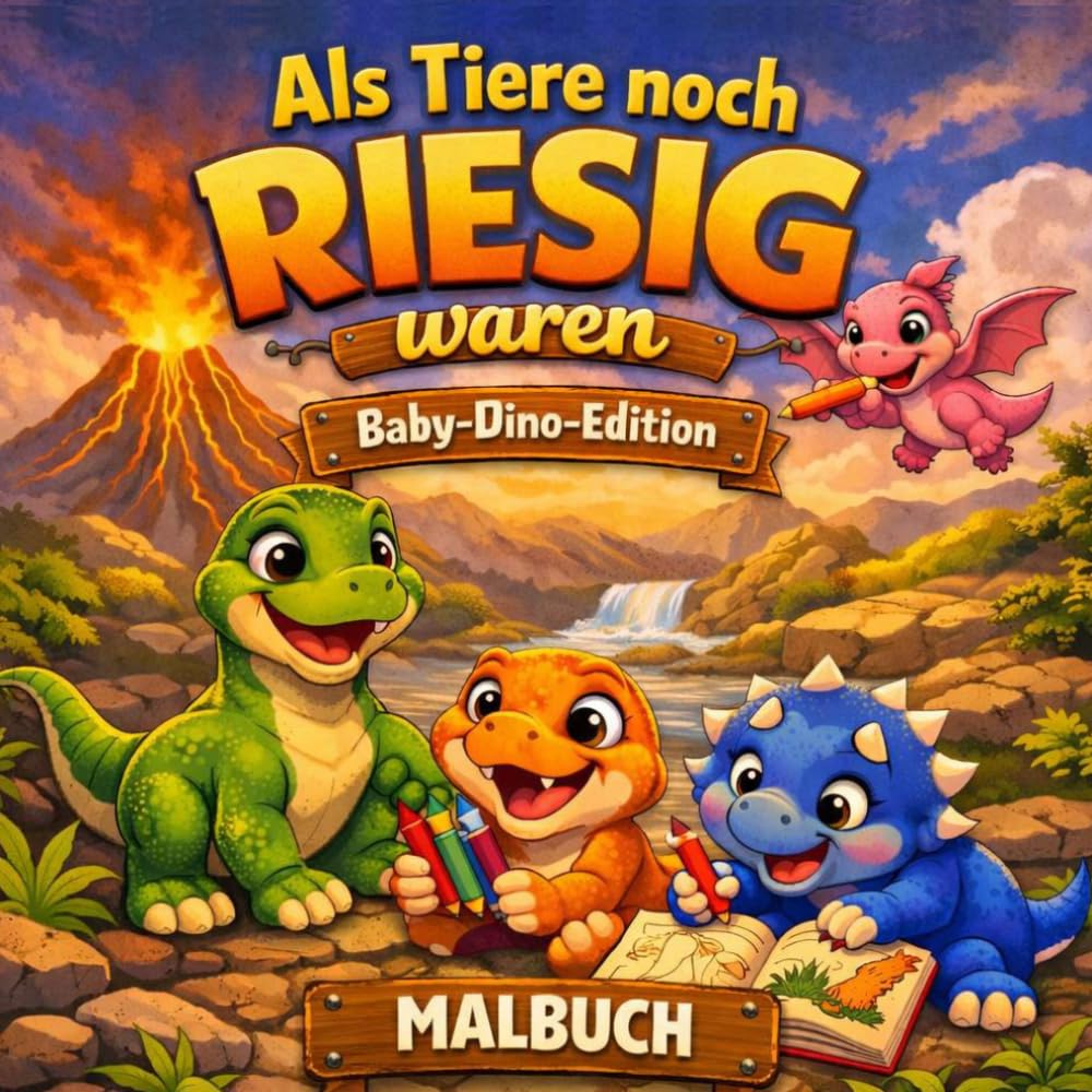 Als Tiere noch RIESIG waren - das Malbuch aus der Kindheit: Dinosaurier Ausmalbuch für Kinder, Erwachsene und Senioren – Fantasievolle Urzeitwelten zum Entspannen, Ausmalen und Abschalten