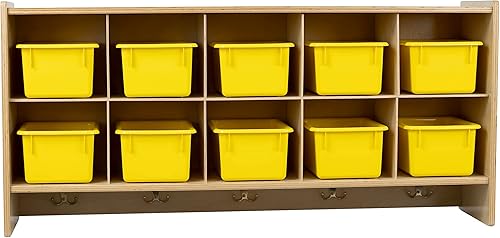 Miniatura 10 de Cubos organizadores de almacenamiento, 10 cubos con ganchos para abrigos, estante colgante de pared para juguetes de niños, guardería, aula, 47 Sin