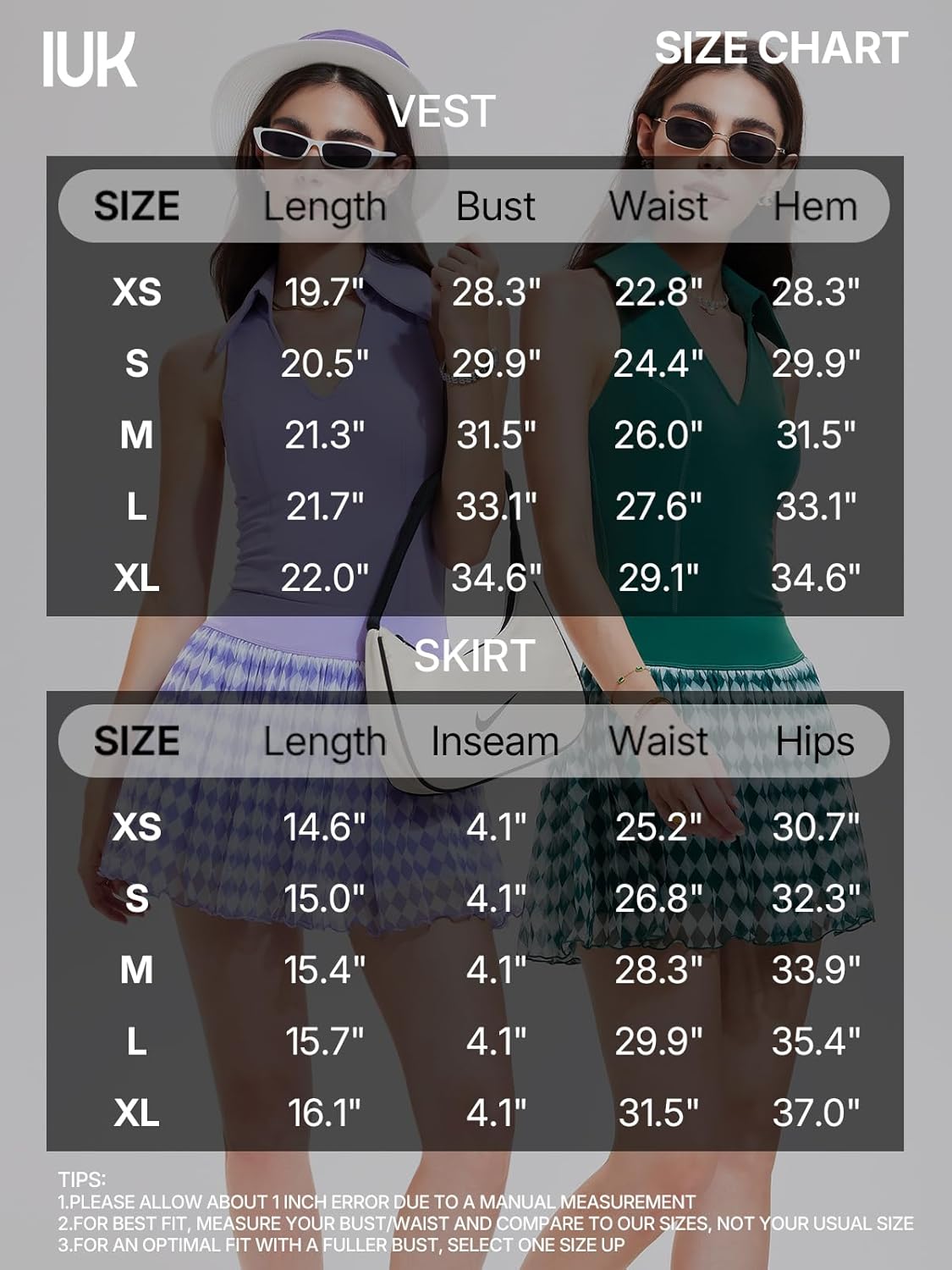 Women's 2 Piece Tennis Skirt Set Collared V Neck Padded Racerback Top & Pleated Skort with 4 Pockets Golf Pickleball Outfit - Image 8