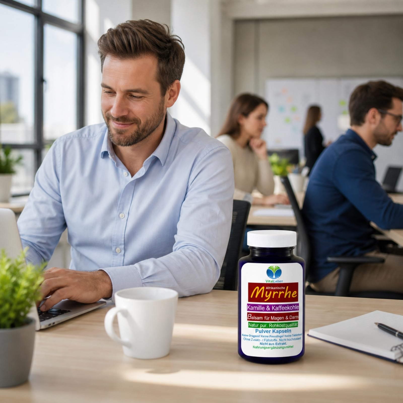 MYRRHE + KAMILLE + KAFFEEKOHLE 240 Pulver Kapseln (2x120) für den gestressten Darm nach AYURVEDA und Hildegard von Bingen - NATUR pur - OHNE ZUSATZSTOFFE [4 Monate] 27160-2