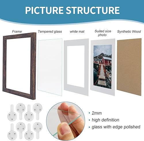 Miniatura 2 de BEYAHELA - Juego de 6 portarretratos de 10 x 15 cm, marco rústico de 10 x 15 cm, a granel, con paspartú, de madera envejecida para exhibición de