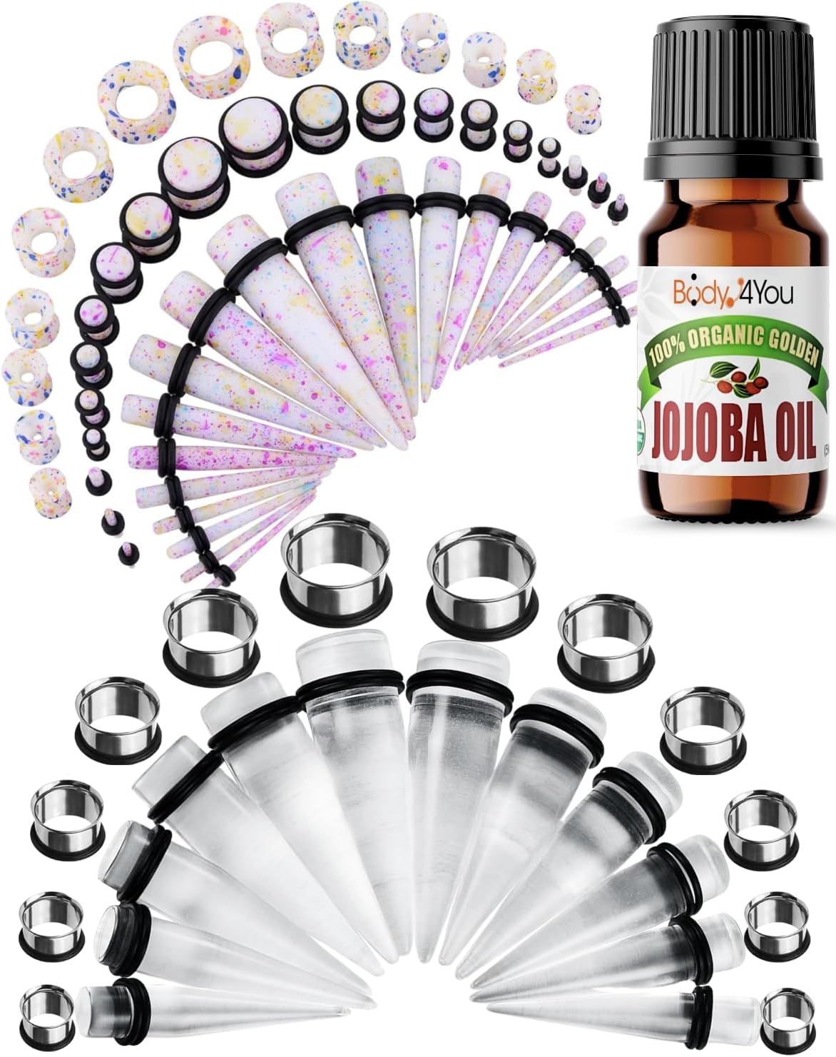 BodyJ4You 78PC Ear Stretching Kit 14G20mm Aftercare