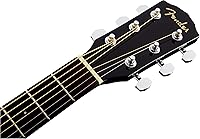 Vista 7 de Fender CD-60SCE - Guitarra electroacústica Dreadnought de tapa sólida - Paquete negro con funda, cable, afinador, correa, cuerdas, púas, DVD
