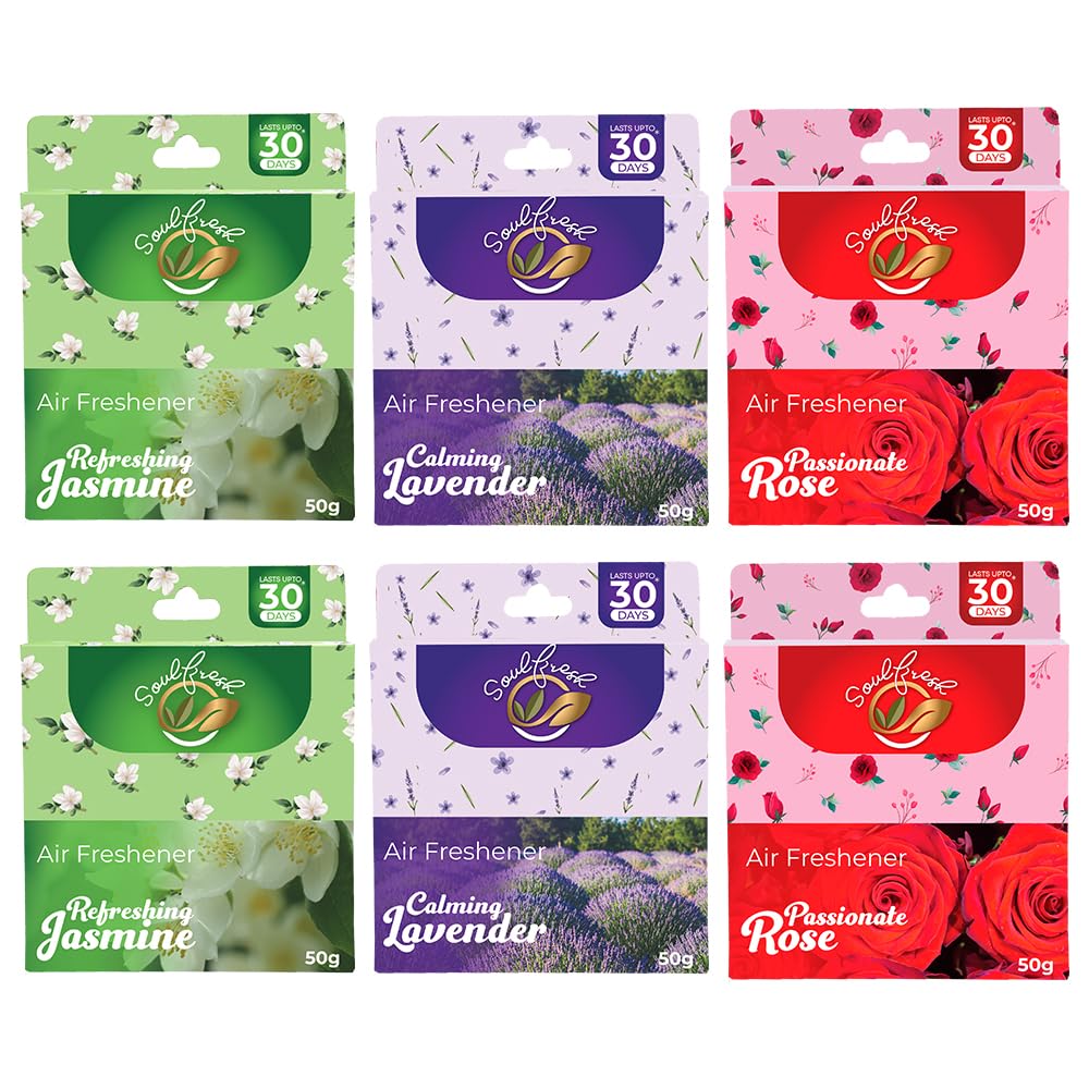 SOULFRESH Assorted Air Freshener Blocks Pack of 6-50g each for toilet room fresheners-picture-20