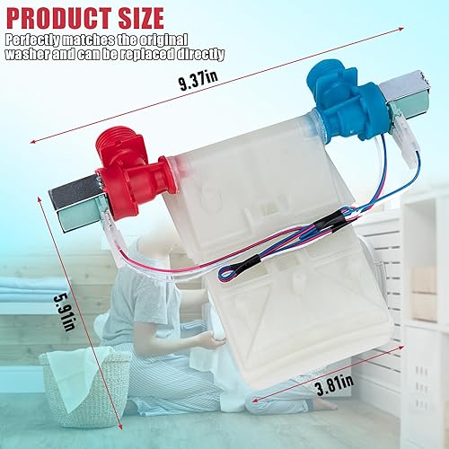 Miniatura 3 de Lavadora Válvula de entrada de agua fría y caliente Parte Fit Amana Inglis Roper NTW4516FW3 NTW4516FW2 RTW4516FW2 NTW4516FW4 NTW4655EW1 WTW4816FW3