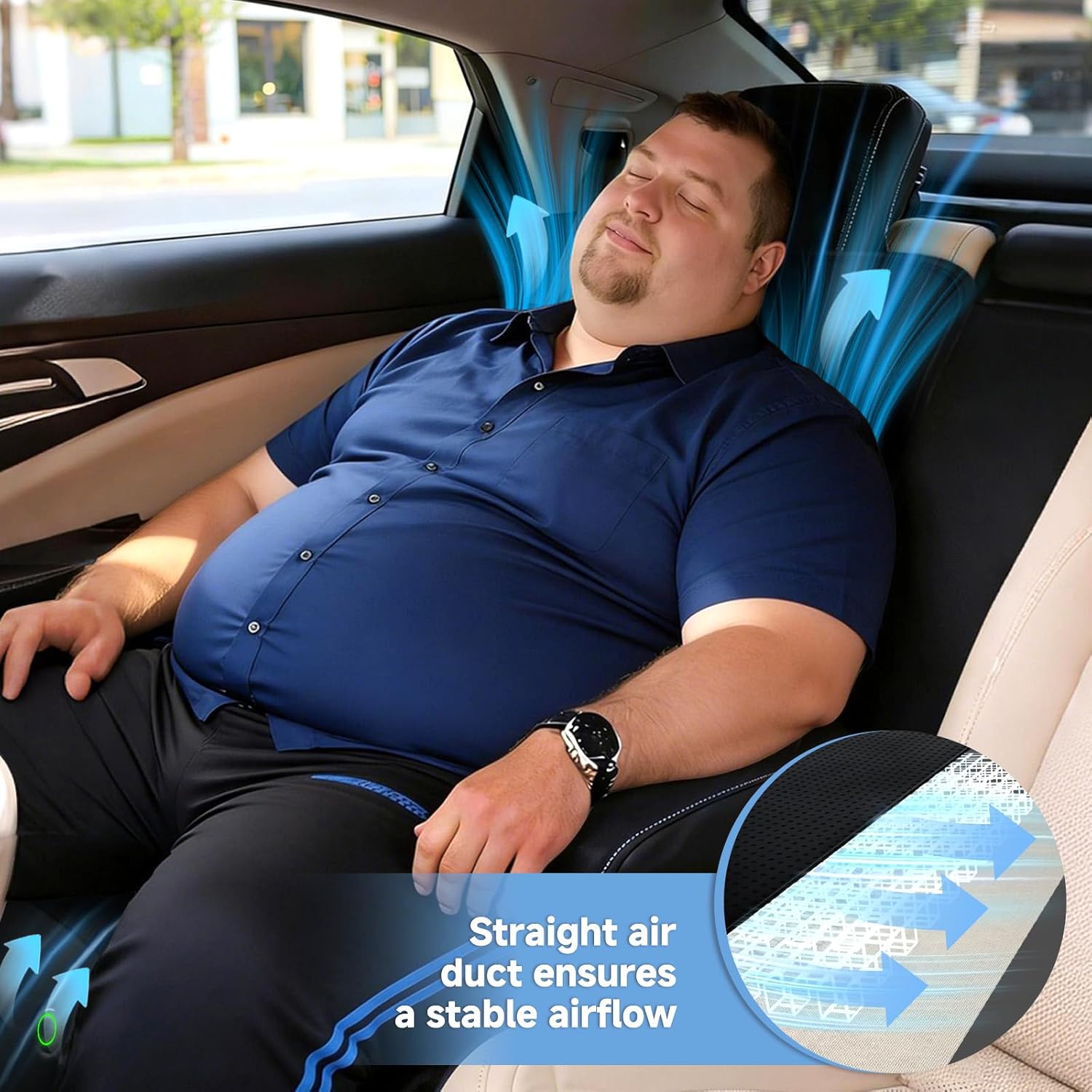 Upgraded Cooling Car Seat Cover, 12V 3-Speed Air Cool Seat Cushion Front Seat with 2 Turbo Fans, Universal Fit for Summer Car SUV Truck Home Office, Non-Slip Breathable 3D Mesh Leather, Black