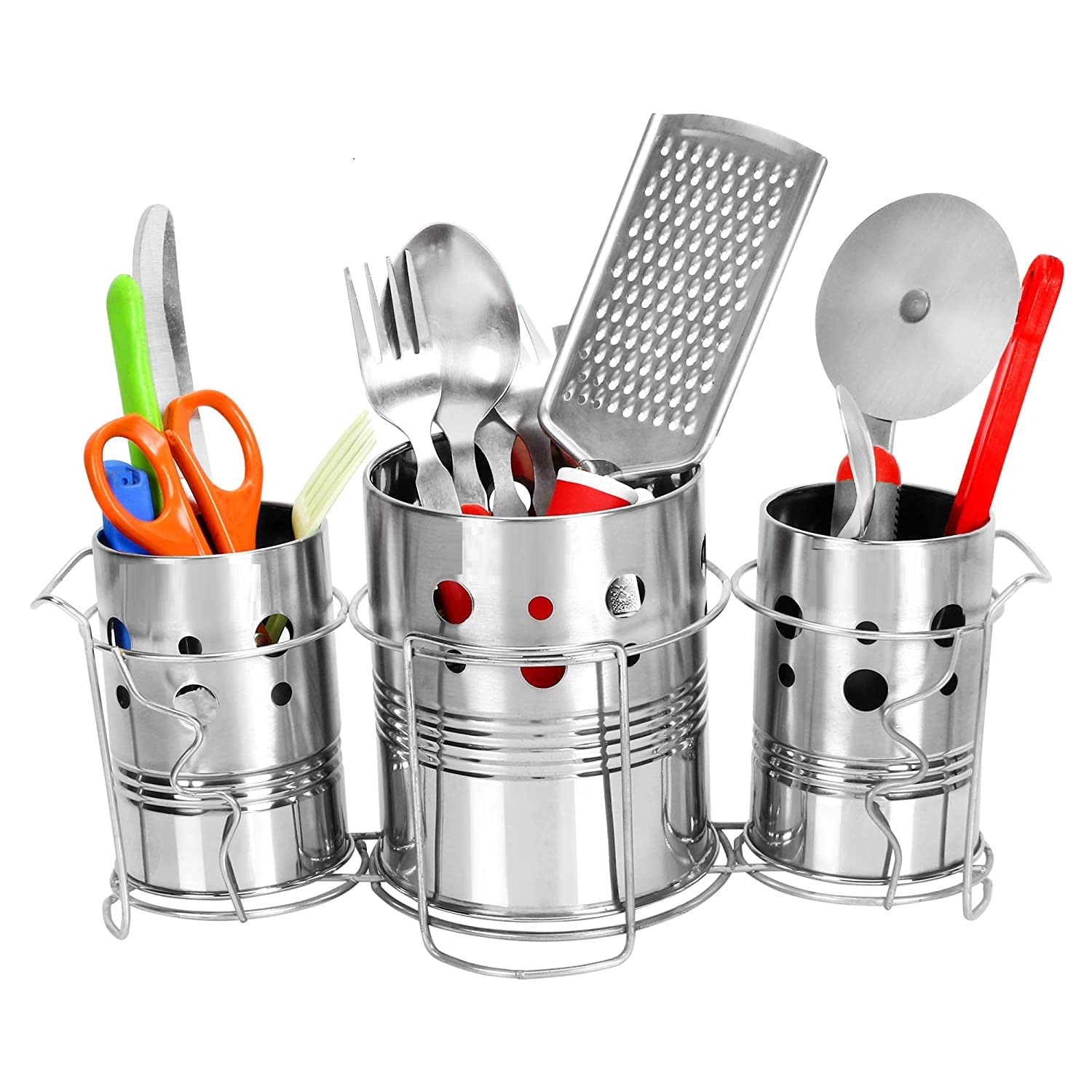 Mk Hub Stainless Steel Spoon Stand Set of 3 | Cutlery Holder with Stand Set of 3 (Silver) (B09NP1SV84) Amazon Price History, Amazon Price Tracker