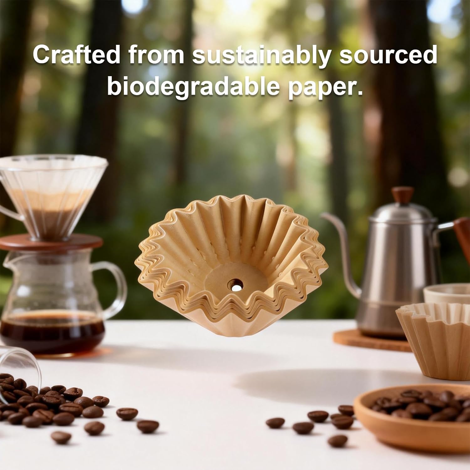 200 Pcs Percolator Coffee Filters; Unbleached Perforated Round Basket Paper with Center Hole; Disposable Refills for Electric & Stovetop Percolators (200mm) image 5