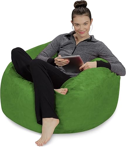 Miniatura 32 de Sofa Sack - Sillón puff: Puff de espuma viscoelástica de 3 pies, sofá mediano con funda de microfibra suave, color azul francés. Microsuede - Azul