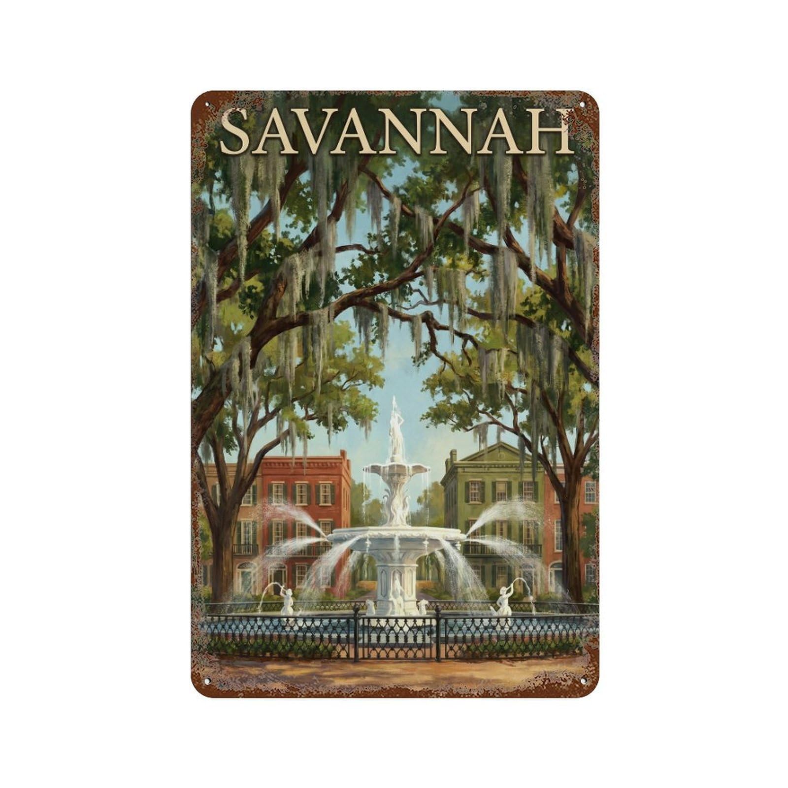 Metal Tin Sign USA Savannah Vintage Travel