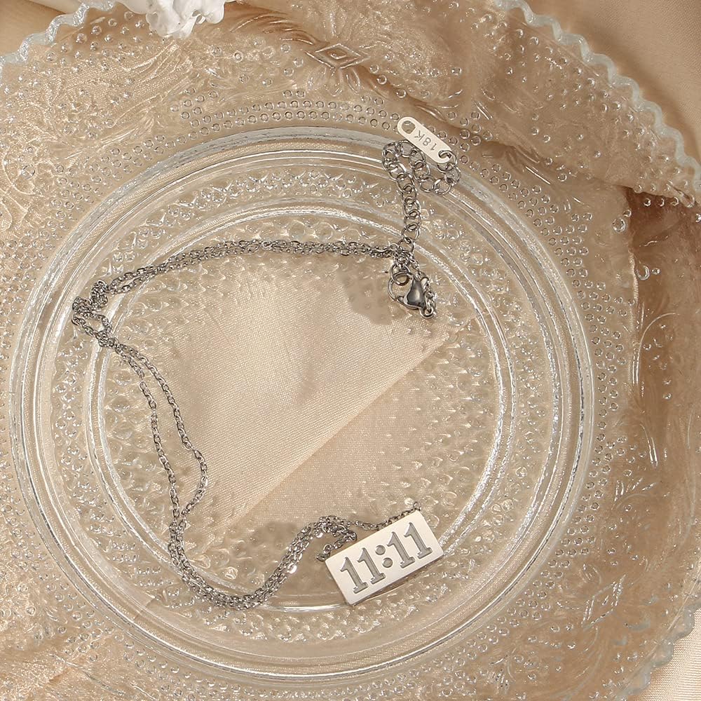 Angel Number 1111 Necklace for Women Stainless Steel Bar Pendant Lucky Numerology Jewelry - Image 2