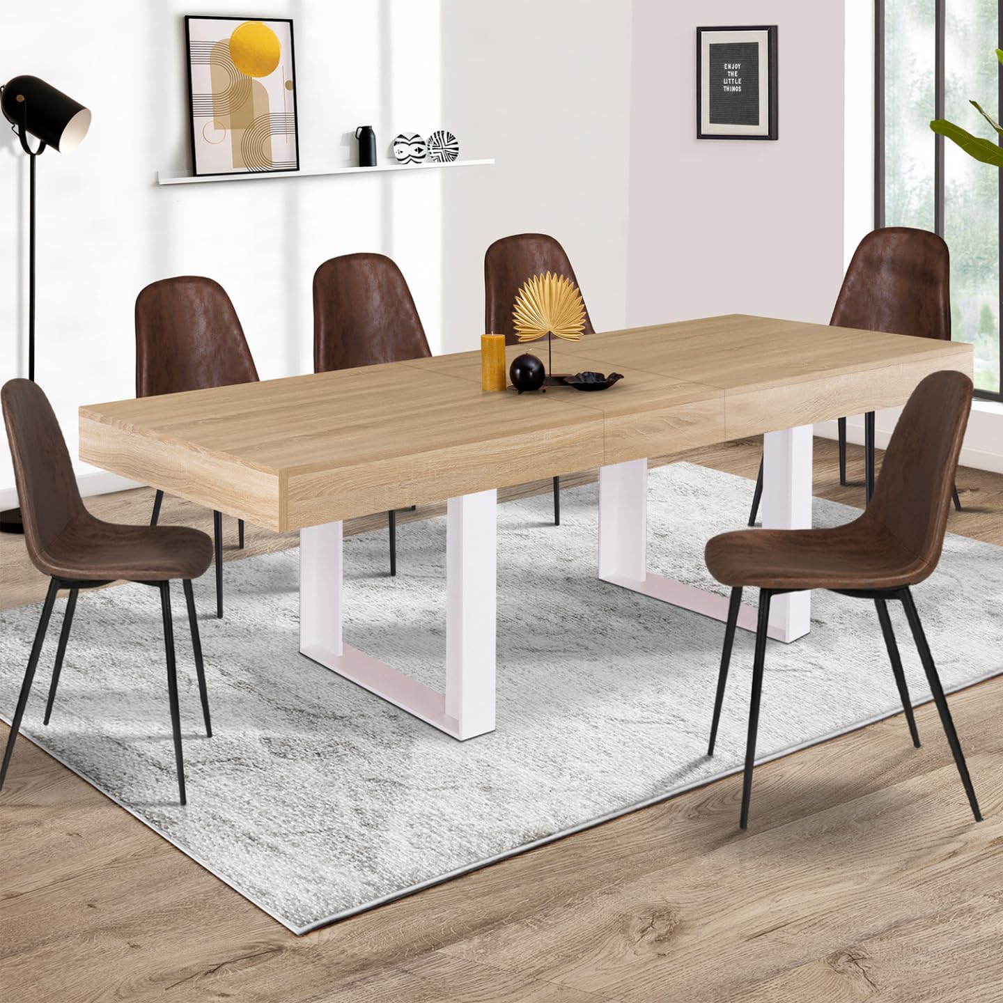 IDMarket Phoenix - Mesa de comedor extensible, para 6-10 personas, madera y color blanco, 160-200 cm