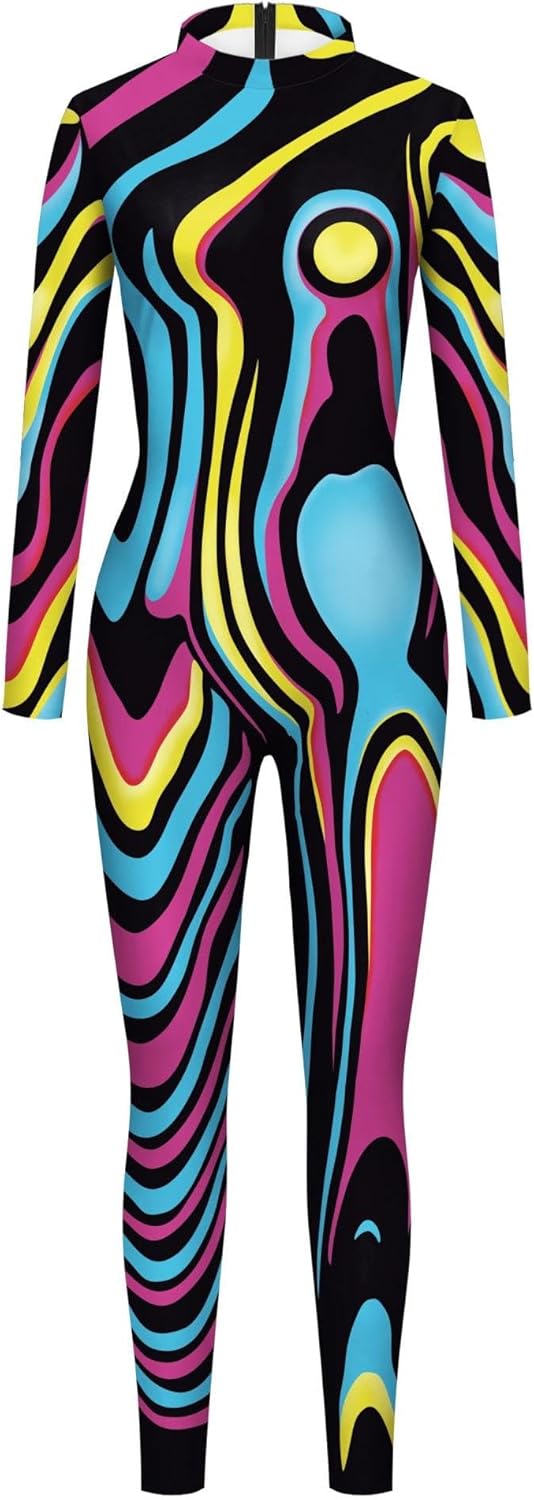 Unisex Cosplay Halloween Bodysuit 3D Printed Party Skinny Catsuit Costume Outfit - Image 4