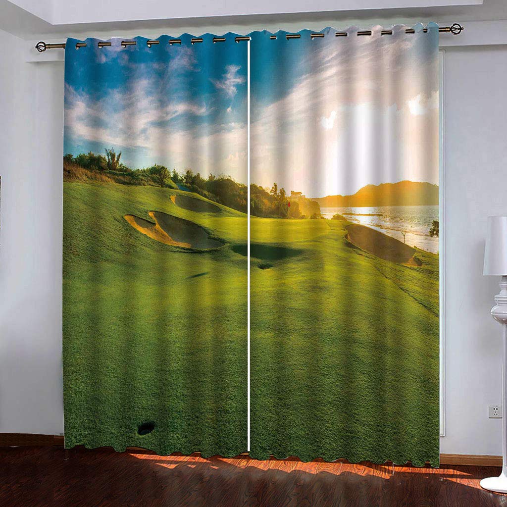 Rideaux occultants à oeillets paysage naturel vert 132x160cm