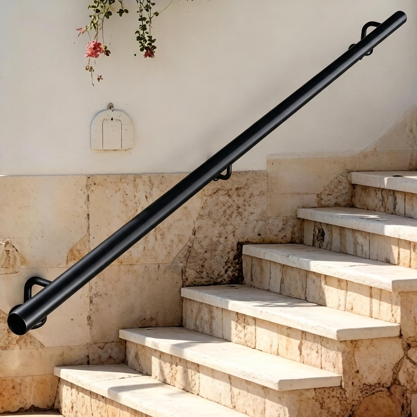 Wandhandlauf für den Außenbereich, moderne runde Rohr-Treppengeländer für den Innenbereich, rutschfester Sicherheitsgriff für Deck Veranda Korridor, Dachboden(330cm)