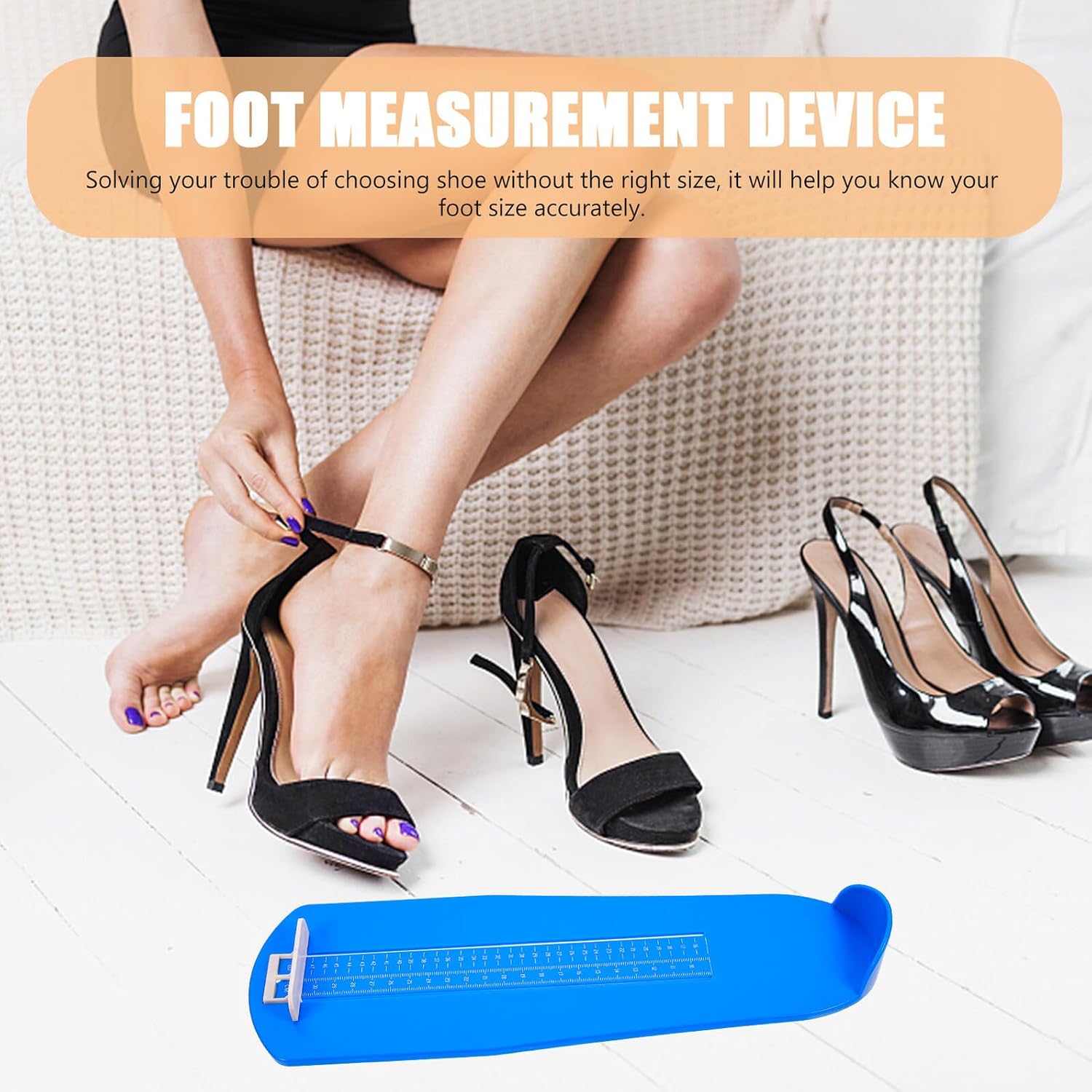 Eu Foot Measuring Device for Adults and Plastic Shoe Sizer with Scale Lightweight and Portable Foot Measurement Ruler for Accurate Shoe Comparison